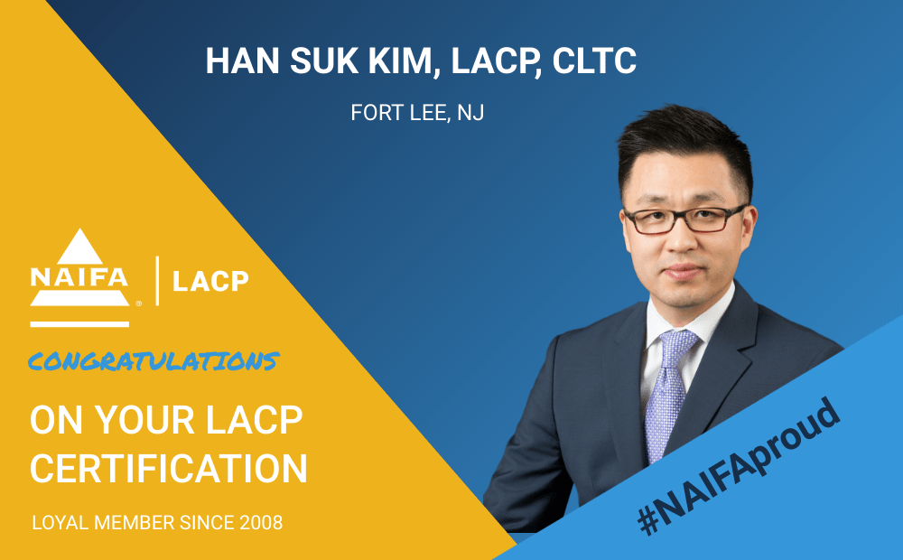 Han Suk Kim LACP NAIFA Certification Congratulations